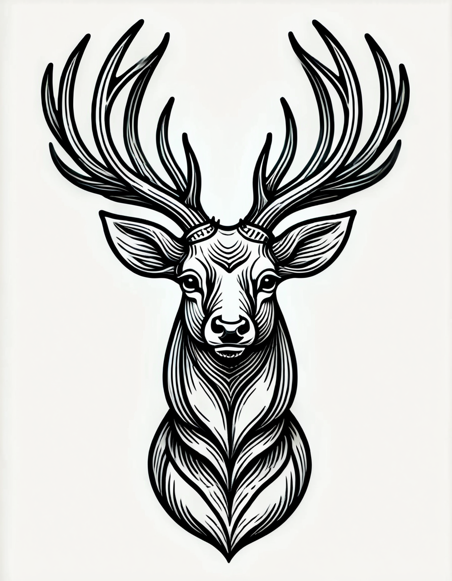 lineartlora, deer, portrait