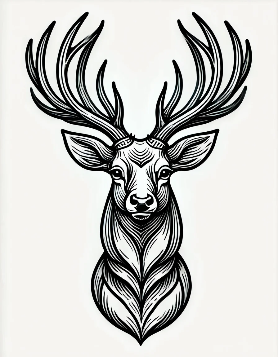 lineartlora, deer, portrait