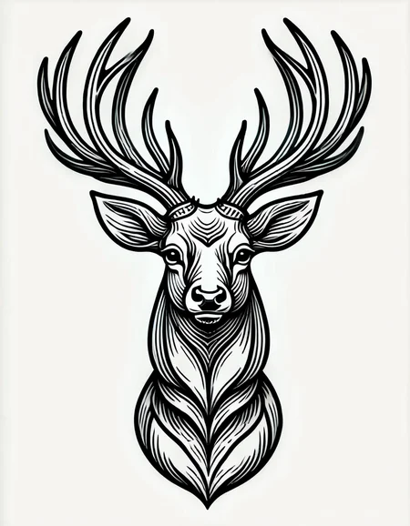 lineartlora, deer, portrait