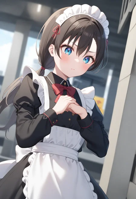 1girl,sincos, ningen mame, toosaka asagi,solo,medium breasts,20yo,maid,maid headdress,
cracking knuckles, own hands together, fist in hand,<lora:crackingknuckles_XL_v1:0.8>
dutch angle, upper body, looking ahead, gray hair, black eyes,bored, underground parking lot, closed mouth, low ponytail hair,,
best quality, very aesthetic, absurdres