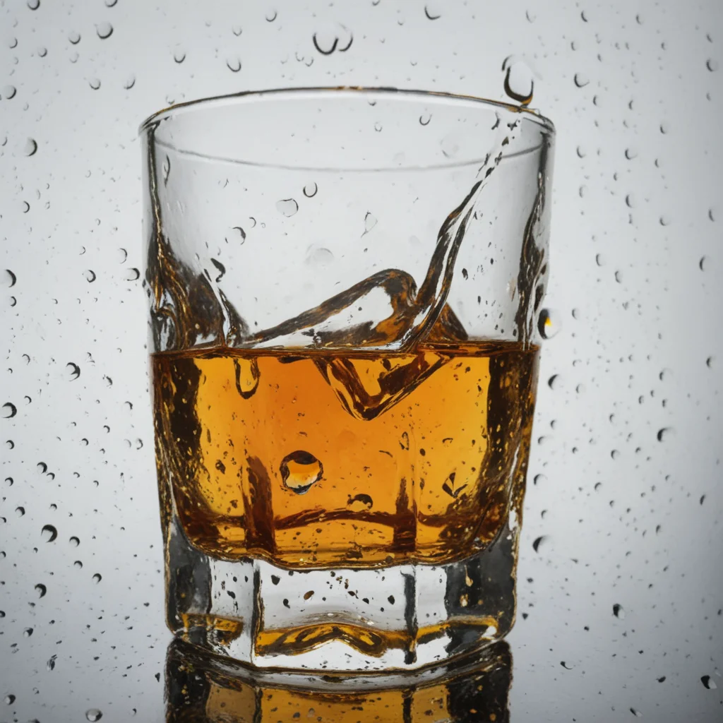 rain on whiskey glass<lora:Rain_on_Glass_XL:1>