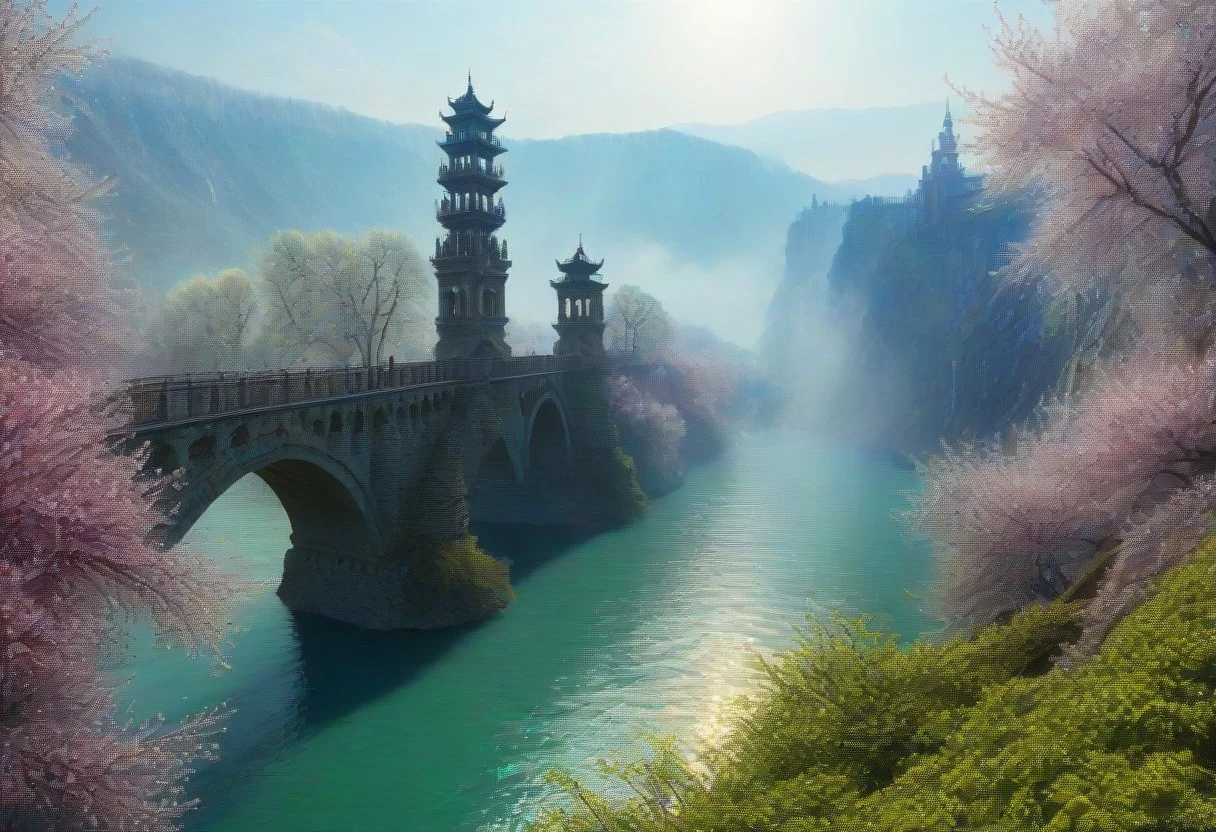 towers ringed in mist, sunrays, mixed media, surrealism, fantasy, great lighting, A surreal landscape highly detailed, extremely high-resolution details, appears trapped in an optical illusion of reflections and refractions, colorful, Spring, cherry blossoms in the wind, spring blooms, Zhangjiajie mountains, Vienna in contemporary Austria, baroque architecture, European architecture, stone arch bridges, winding rivers extending to the horizon, professional photography, natural lighting, volumetric lighting maximalist. vivid, vibrant colors, intricately detailed, psychedelic colors, psychedelic colors, complex, elegant, expansive, fantastical, film photography style, medium grain, cmnt
8k uhd,4
<lora:add-detail-xl>
<lora:Dynamic Poses>