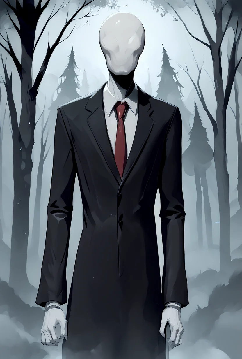 score_9, score_8_up, score_7_up <lora:slenderman-10:1> slenderman, necktie, black coat, formal, 1boy, solo, faceless, , white hands, white gloves,behind trees, dark forest, black trees, fog, horror scene, close up shot, cowboy shot, hiding <lora:darkcore_pny style:1> s_darkcore style