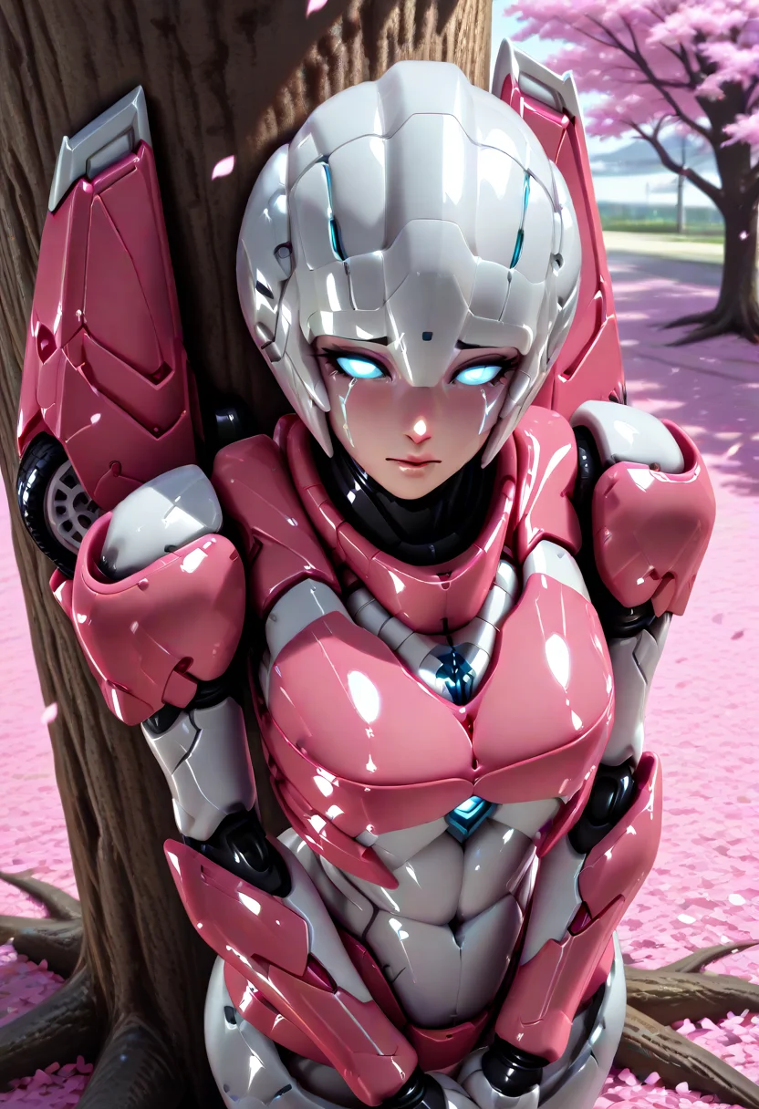 masterpiece, best quality, good quality, very aesthetic, hyper detailed, digital painting, trending on ArtStation, absurdres, newest, 8K, anime screencap, anime coloring, detailed background, offical art, very aesthetics of fine arts, <lora:spo_sdxl_10ep_4k-data_lora_webui:1>, lazypos, <lora:Latex_MBA_style:1>, perfect anatomy, <lora:prompt_extend:1>, <lora:wai-Rectified-s:1>,
<lora:furaiarceeTF-IL:1>, furaiarcee\(transformers\), 1girl, mecha, robot, autobots, blue eyes, glowing eyes, no pupils, breasts, solo, no humans, science fiction, <lora:handPatchUnet:1>, detailed_hands, elegant_fingers, (petite), cute face, makeup, blush, upper body, from above, above, dynamic angle, under the tree, cherry blossoms, falling petals, crying, sad, standing(leaning tree), ultra_beautiful