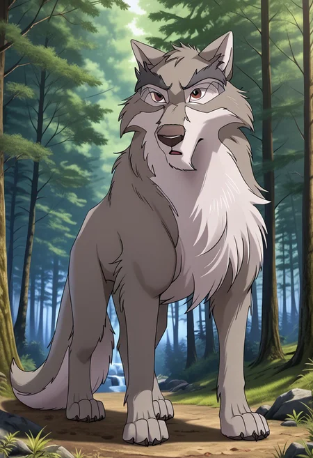 Nava, wolf, feral, male, solo, hi res, eyes focus, handsome, forest, sunny, forest background, detailed background, hi res, detailed eyes, eyes focus, big iris, 4k perfect eyes, perfect face, 5fingers, best artwork, highly detailed ultra quality