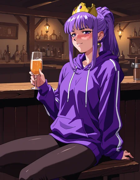 score_9,  score_8_up, score_7_up 1girl, solo, julietta, purple eyes, crown, hoodie, leggings,
drunk, drinking glass, tavern,
<lora:julietta-ponyxl-000053:1> <lora:v1per_risen_v15 - Kopie:0.6> v1p3r1seV6