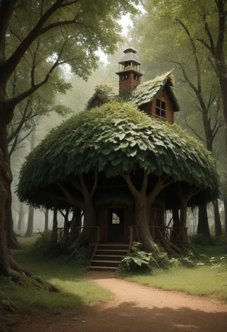 Photography of a a treehouse built in the canopy of a large tree