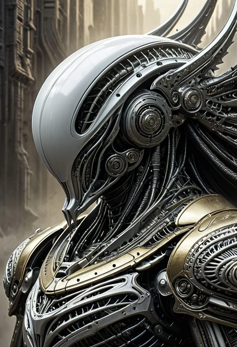 A combat spacecraft of the distant future with a streamlined shape, on a light background, sf, intricate artwork masterpiece, ominous, matte painting movie poster, golden ratio, trending on cgsociety, intricate, epic, trending on artstation, by artgerm, h. r. giger and beksinski, highly detailed, vibrant, production cinematic character render, ultra high quality model