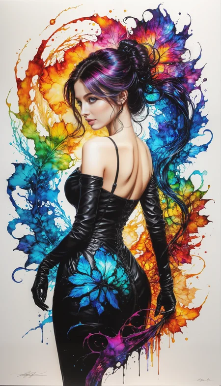 Silhouette Art, hyperrealistic art breathtaking a lineart (vibrant alcohol ink sketch). [magnificent faetastic , shiny, intriguing weirdness, color schemes  extravaganza, mystery of  darkness, unusual natural aesthetics, glossy].
award-winning, professional, highly detailed . extremely high-resolution details, photographic, realism pushed to extreme, fine texture, incredibly lifelike, high contrast, well defined, Silhouette Art.
<lora:InkArtXL_1.2:0.4>   <lora:FaeTastic:0.25>