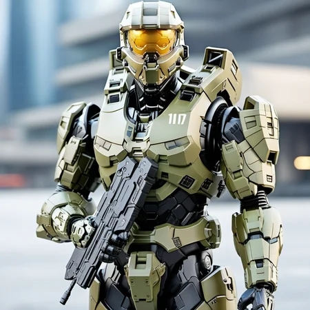 Halo1024, a robot soldier, full body, war , post apocalyptic city, highly detailed, photography, ultra sharp, film, bokeh, professional, 64k <lora:Halo1024-000140:0.8>