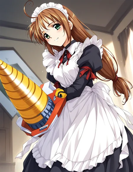 score_9, score_8_up, score_7_up, source_anime, rating_explicit, BREAK <lora:Spiral_Nami_Ver2.0_XL:1> Spiral_Nami_drill, brown hair, green eyes, maid headdress, ahoge, low-tied long hair, maid,