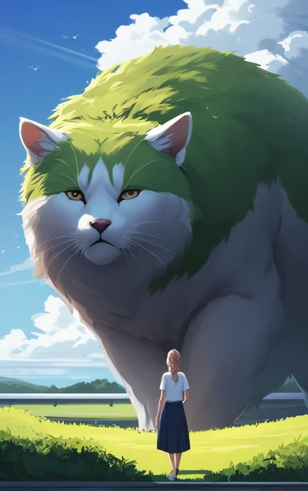 score_9, score_8_up, score_7_up, score_6_up, BREAK
CONCEPT_Oversized_Animal_ownwaifu,
oversized animal,
1girl, outdoors, cloud, standing, sky, from behind, day,
<lora:PONYXL_CONCEPT_Oversized_Animal_ownwaifu:0.8> , depth of field
,