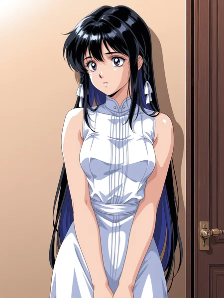 <lora:fepne_xl10_il:1> fepne, pixel art, retro artstyle,
<lora:Tinasha_-_Unnamed_Memory:0.7> tinasha, black hair, colored inner hair, blue inner hair,
white dress, sleeveless,
1girl,solo,
masterpiece,best quality,amazing quality,
