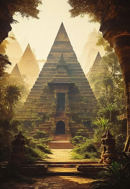 BREAK 
Hyper-realistic image of Wat Samphran, The Dragon Temple in Thailand, with intricate dragon sculptures, lush greenery, and a serene atmosphere. Detailed architecture, vibrant colors, and realistic textures. 4k resolution, trending on Artstation, fantasy vivid colors.
()Hyoer Realistic:2.0)Polaroid picture 
an image of Ancient Egyptian pyramids, bathed in golden light, as a shimmering portal materializes beneath. The portal's iridescent glow illuminates the desert sands, beckoning travelers to enter. Capture the contrast between the ancient structures and the (futuristic, utopian universe within, teeming with lush vegetation, gleaming spires, and hovering spacecraft. Incorporate a sense of wonder and discovery, as the secrets of the pyramids unlock a gateway to a brighter, intergalactic future: 2.1)
BREAK