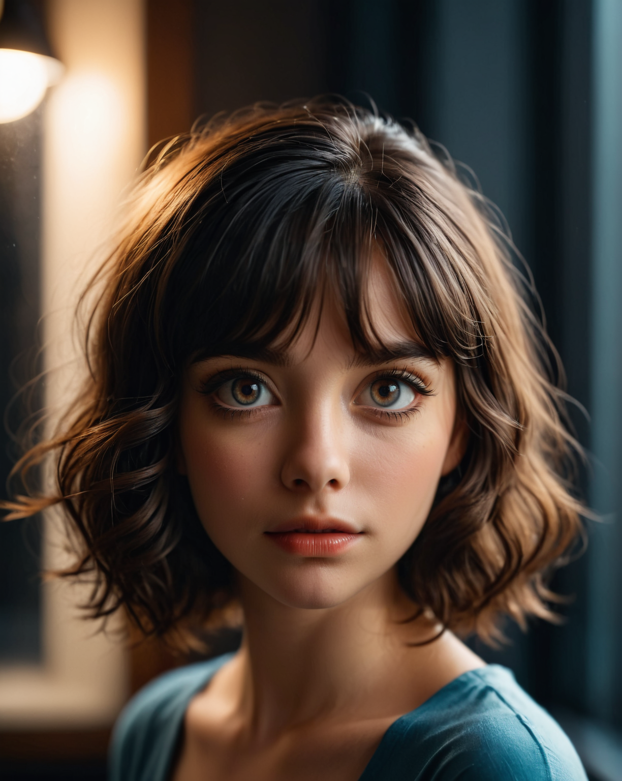 cinematic film still cute face, 43stl1ght1ng, low light, dramatic lighting, darkness, window lighting, eye lighting, water, black background,<lora:Zoe_SDXL_1:0.75> z03c . shallow depth of field, vignette, highly detailed, high budget, bokeh, cinemascope, moody, epic, gorgeous, film grain, grainy