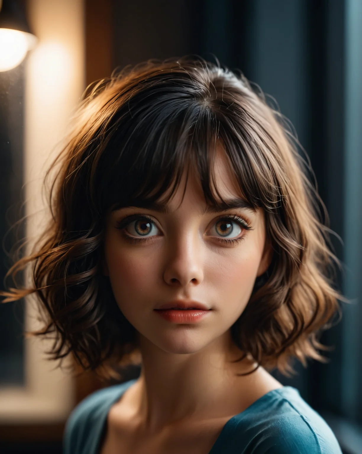 cinematic film still cute face, 43stl1ght1ng, low light, dramatic lighting, darkness, window lighting, eye lighting, water, black background,<lora:Zoe_SDXL_1:0.75> z03c . shallow depth of field, vignette, highly detailed, high budget, bokeh, cinemascope, moody, epic, gorgeous, film grain, grainy
