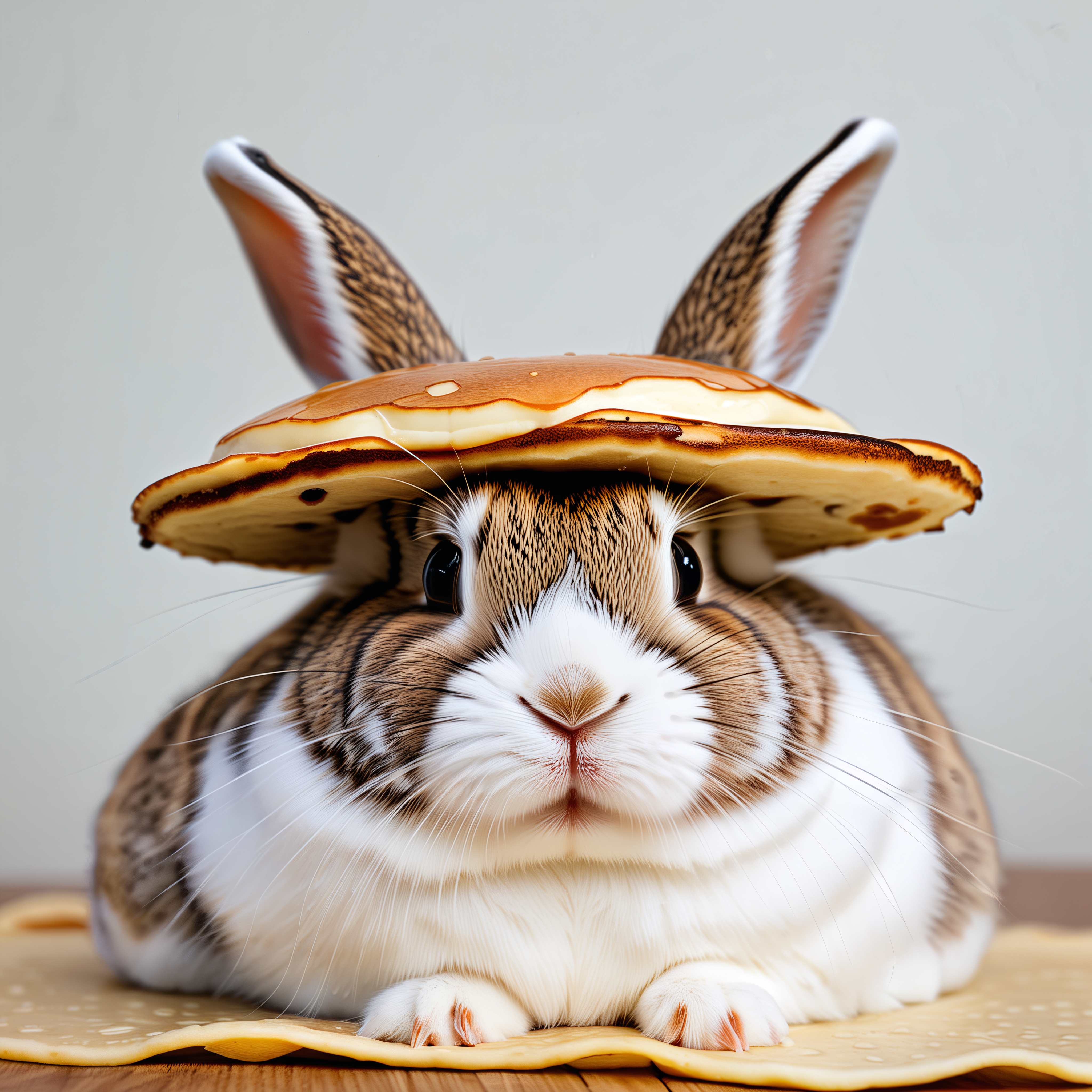 Here's a bunny with a pancake on its head.
<lora:SDXLHighDetail_v5:0.8> <lora:detailed_notrigger:0.8>