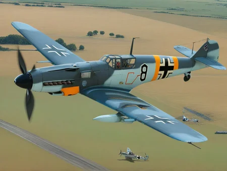 Messerschmitt_Bf_109 ,aircraft
,masterpiece,best quality,amazing quality
 <lora:Mini list aircraft Illustrious V1:1>
