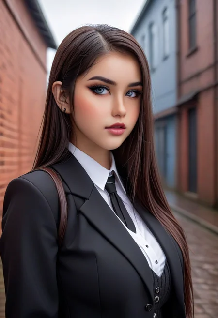 28yo              V3r0t1k4,                                                          alleywall background,                              black jacket, long sleeves