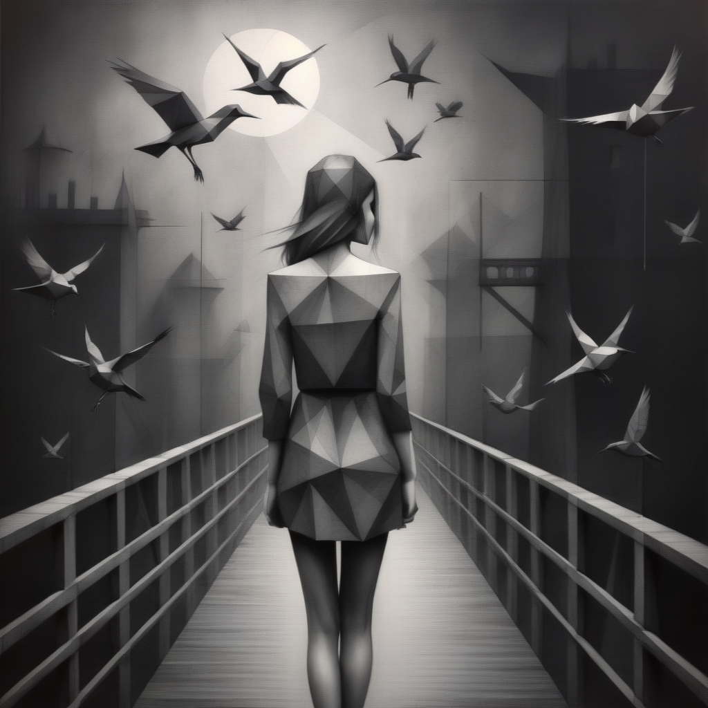 gformix geometric sketch girl on the bridge birds, dark atmosphere
 <lora:gformix:0.8>