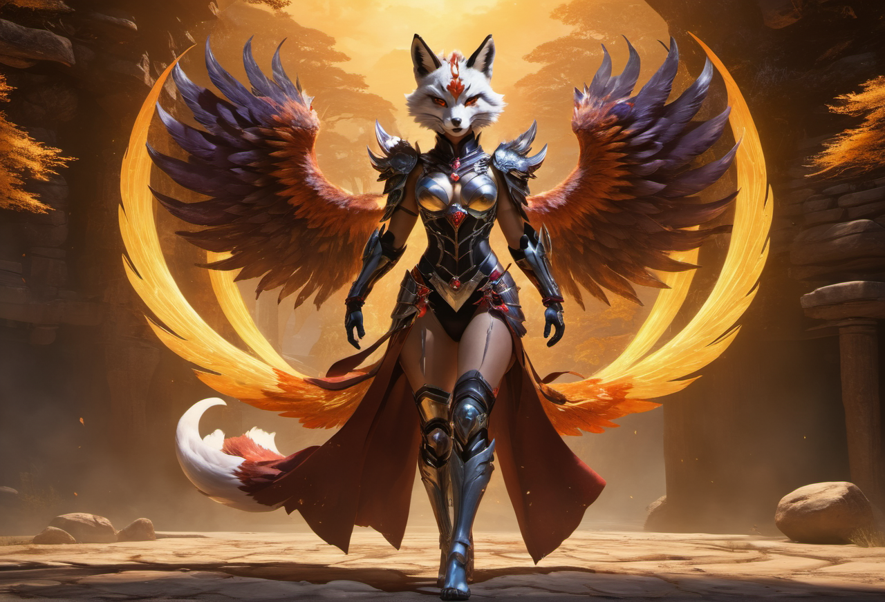 winxl,full body of a woman,full armor,with colorful shadow wings,fox mask,robe,ambient,epic,masterpiece,8k uhd,awardwinning,trending on artstation and deviant art,official art,private press,raw photo,  <lora:winxl-step00000350:0.8>