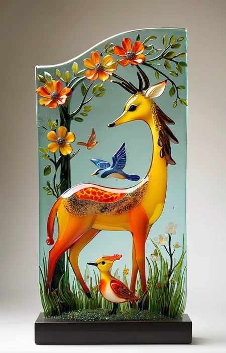 masterpiece,best quality,<lora:tbh372-sdxl:0.6>,illustration,style of Fused glass animals
