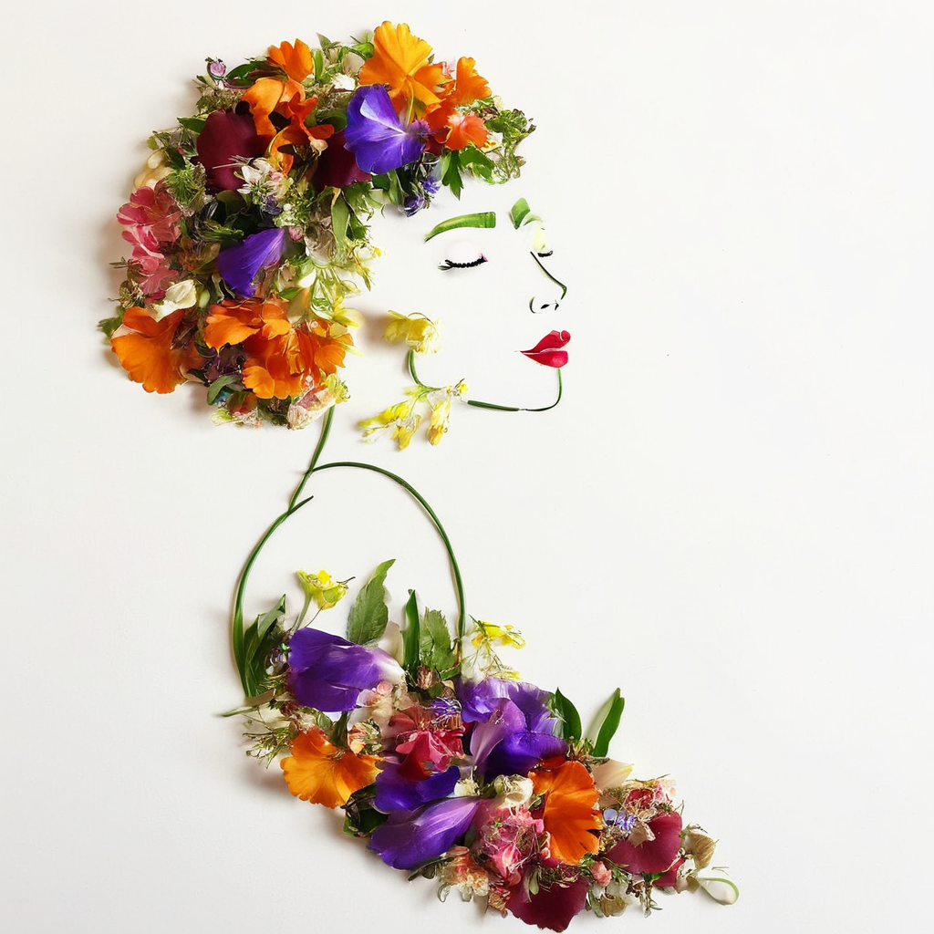 <lora:SDXL_fall_leaf_craft_Sa_May:1> fall leaf craft, a woman made from flowers