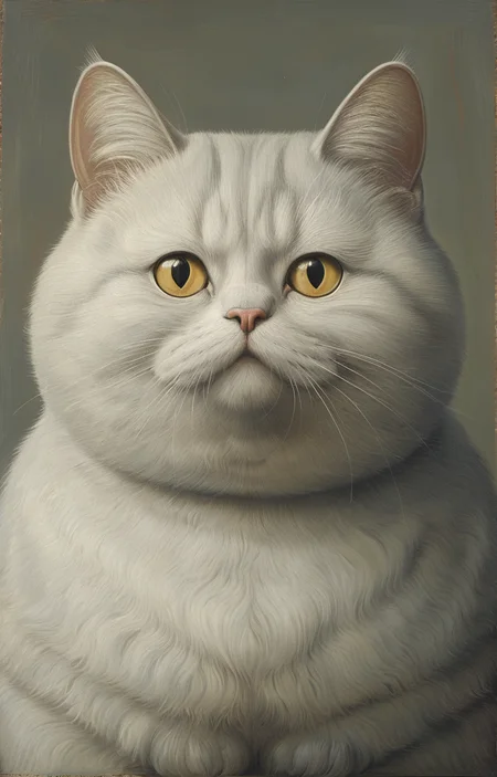 masterpiece,best quality,<lora:tbh145-sdxl:0.7>,cat,illustration,style of Fernando Botero,
