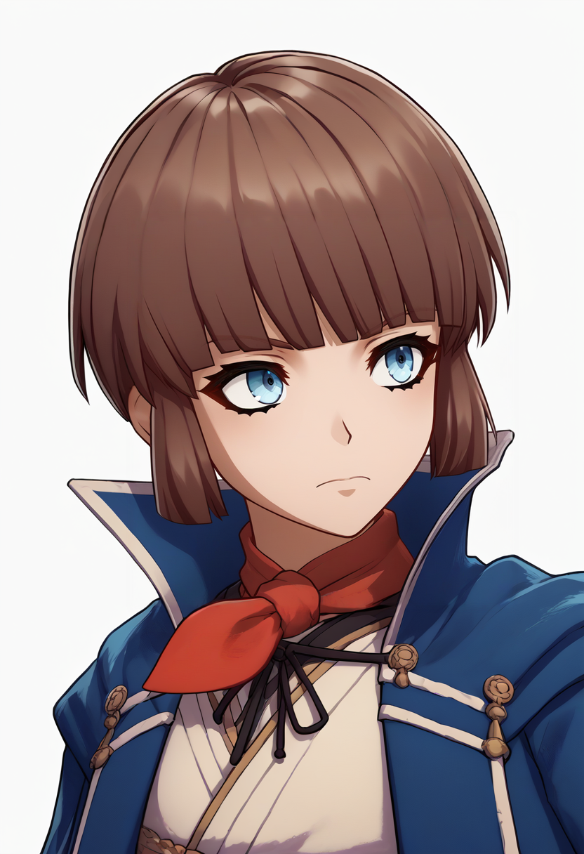 score_9, score_8_up, score_7_up, source_anime, 1girl, solo, <lora:zs_EngagePortraitsXL:1> engageportraits, portrait, white background ADDCOMM
<lora:zs_IsabeauXL:1> isabeausmtiv, brown hair, short hair, blunt bangs, neckerchief, blue cape, dress