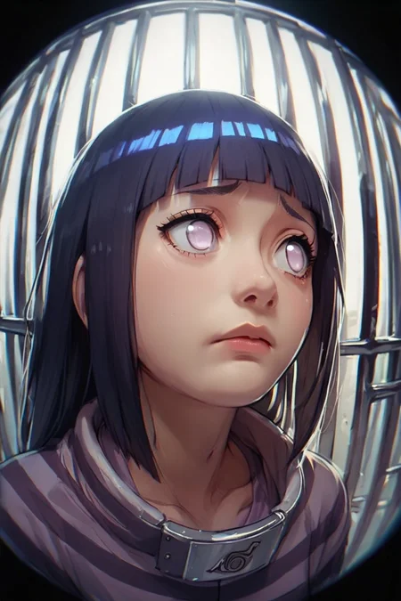 fisheye, upper body, score_9, score_8_up, score_7_up, score_6_up, score_5_up, score_4_up, source_anime, Hyuuga Hinata From Naruto Shippuuden, looking to the side,
prison <lora:Fisheye_Style:1>