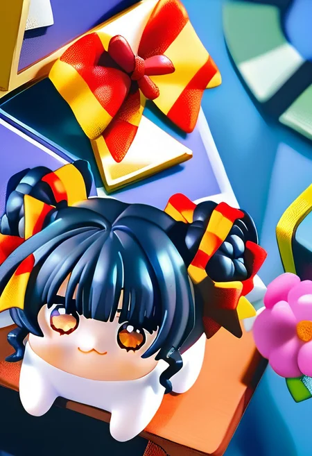ASCII 
1girl, <lora:pony_xl_narusawa:0.8> narusawa,score_9,score_8_up,score_7_up,source_anime,black hair, white body, doro, creature, :3, chibi, four legs, solid circle eyes, no pupils, smile, in the desk
a broken computer