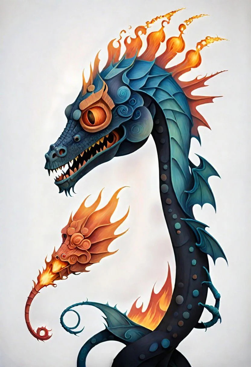 a fire breathing dragon, minimalist