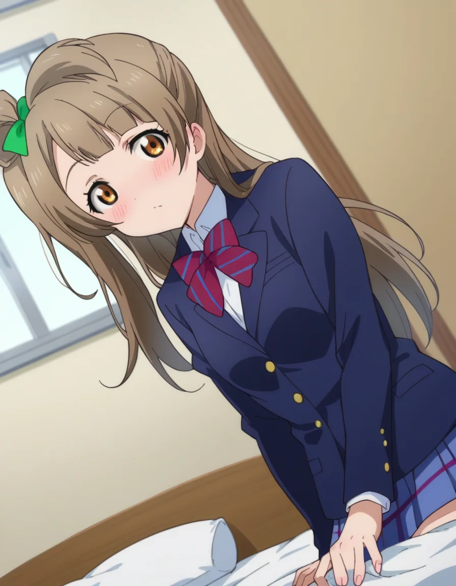 score_9, score_8_up, score_7_up, source_anime,
kotoriminami, <lora:kotori-minami-s1-ponyxl-lora-nochekaiser:1>,
kotori minami, brown hair, brown eyes, one side up, hair ribbon, ribbon, long hair,
blazer, blue skirt, jacket, otonokizaka school uniform, pleated skirt, school uniform, winter uniform,
indoors, bed, bed room, on side, blush, drunk,
looking at viewer, dutch angle, cowboy shot,