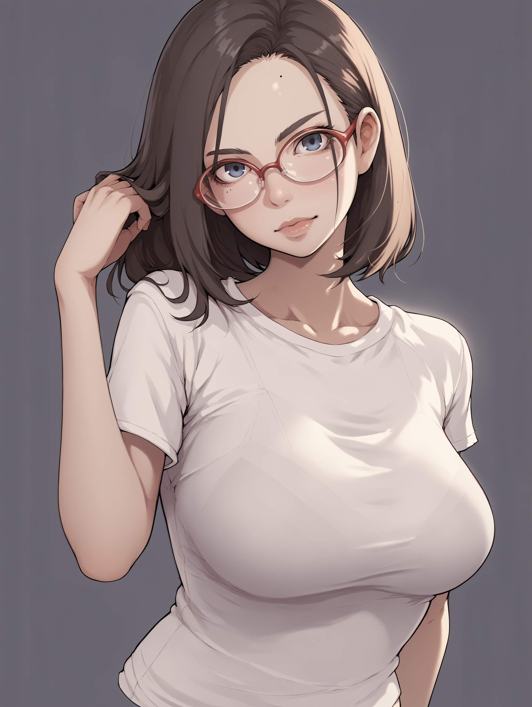 score_9,score_8,score_7,score_6,1girl,looking at viewer,nude,large breasts,tight shirt,portrait,<lora:inaPonyXL01_100e_8x1:1>,