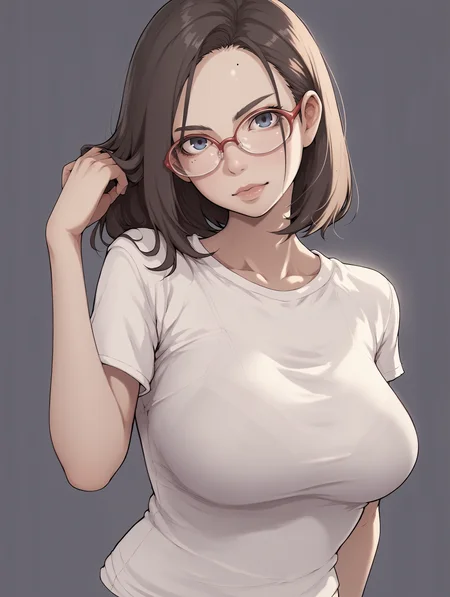 score_9,score_8,score_7,score_6,1girl,looking at viewer,nude,large breasts,tight shirt,portrait,<lora:inaPonyXL01_100e_8x1:1>,