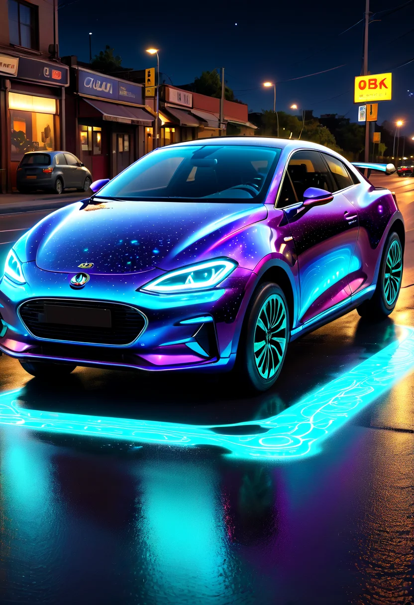 detailed, realistic, 8k uhd, high quality, masterpiece, An epic photo of car <lora:Biolumins v1:0.7>