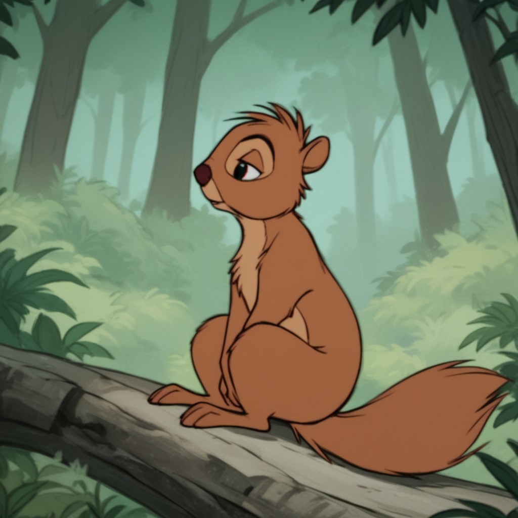 score_9, score_8_up, score_7_up, score_6_up, score_5_up, score_4_up, source_furry, squirrelArthur, feral, male, squirrel, brown fur, squirrel tail, forest, sitting, in the grass