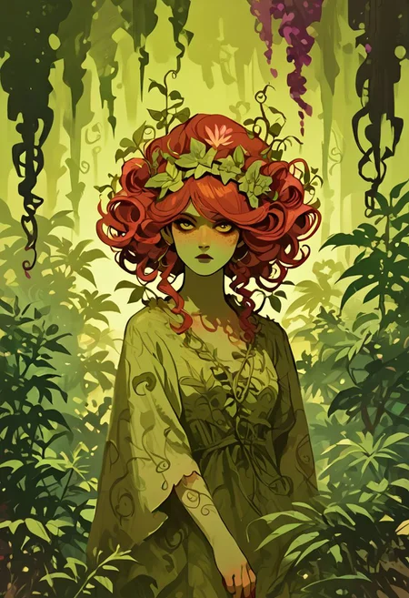 score_9, score_8_up, score_7_up, score_6_up, fl4ttr1p,
Poison Ivy, 1girl, solo,