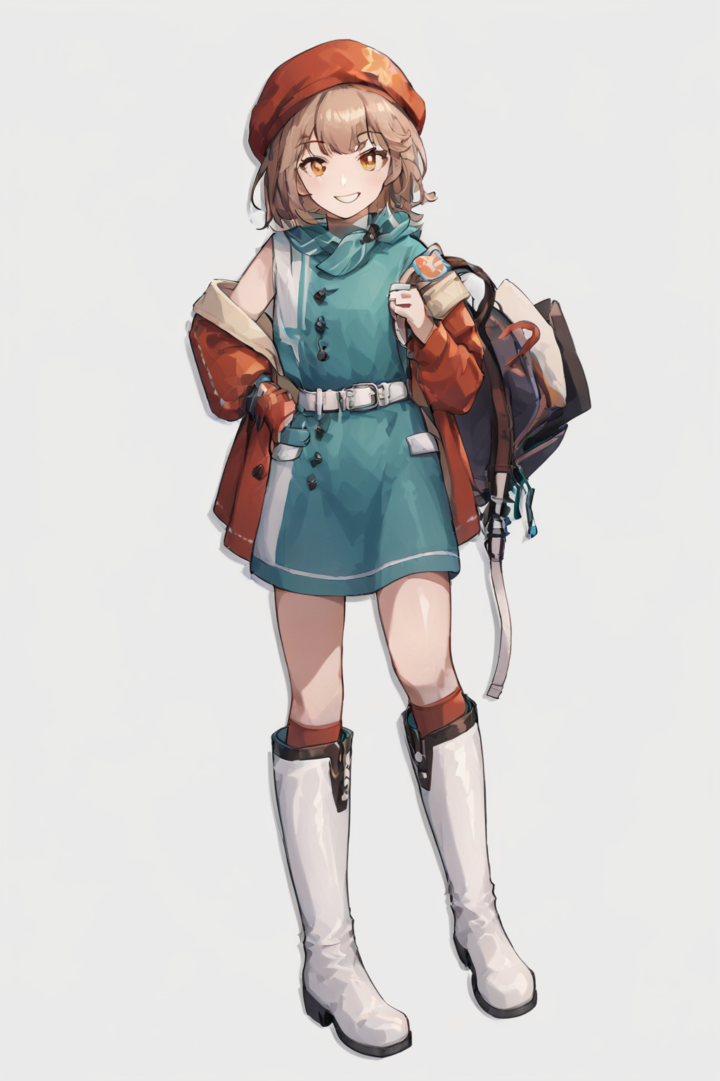 <lora:æéregulus_ç®è¤_reverse1999éè¿æªæ¥1999:1>,1girl,solo,standing,smile,white boots,boots,white footwear, simple background, white background,