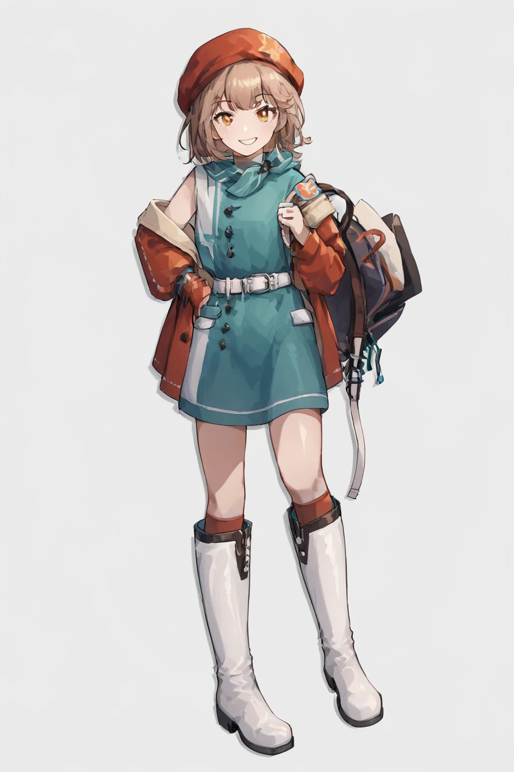 <lora:æéregulus_ç®è¤_reverse1999éè¿æªæ¥1999:1>,1girl,solo,standing,smile,white boots,boots,white footwear, simple background, white background,