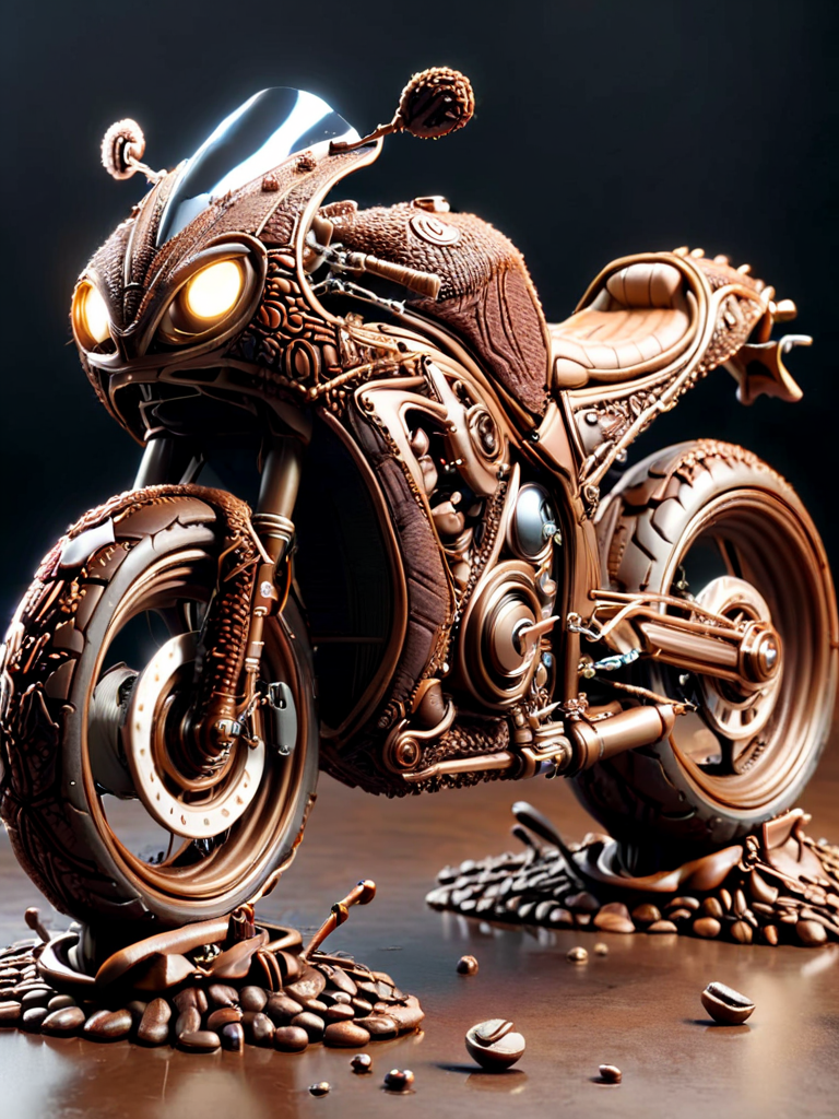 cofzee, a motorcycle made out of coffee beans and coffee <lora:cofzee:1>