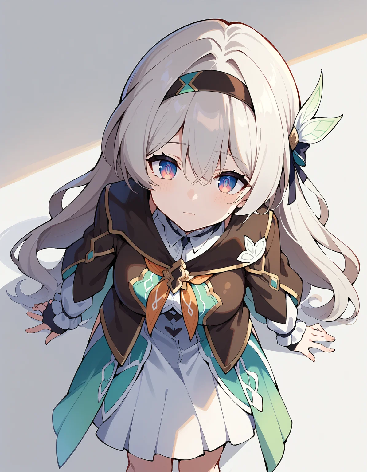 score_9, score_8_up, score_7_up, white background, simple background,
BREAK
source_anime,
BREAK
(1girl, solo, solo focus), fireflydef, grey hair, long hair, jacket, dress, hair ornament,
from above
<lora:Firefly-v2.5.3-PDXL:1>