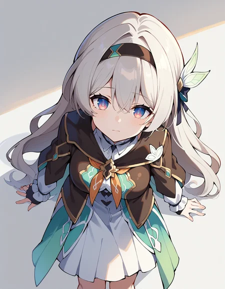 score_9, score_8_up, score_7_up, white background, simple background,
BREAK
source_anime,
BREAK
(1girl, solo, solo focus), fireflydef, grey hair, long hair, jacket, dress, hair ornament,
from above
<lora:Firefly-v2.5.3-PDXL:1>