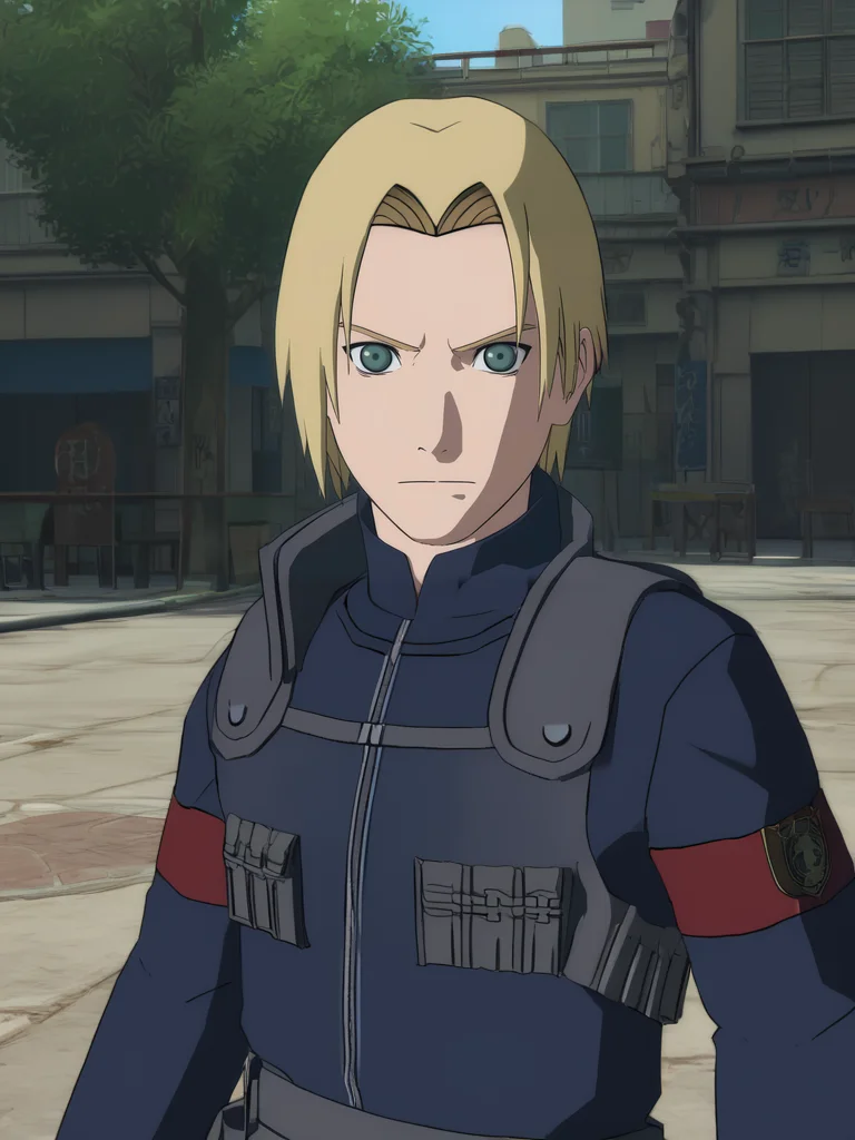 score_9, score_8_up,score_7_up,Source_anime,1boy,leon s. kennedy,<lora:Naruto_Storm_Style:1> street,upper body,blue hair,NS Style,blonde,(showing forehead),police uniform,