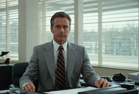 (80sPortrait), indoors, office, man, blinds