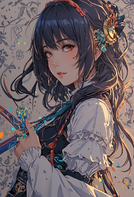 anime artwork <lora:RokuFantasy:1>,R0k0F3nt3sy,1girl,solo,fantasy art, . anime style, key visual, vibrant, studio anime,  highly detailed