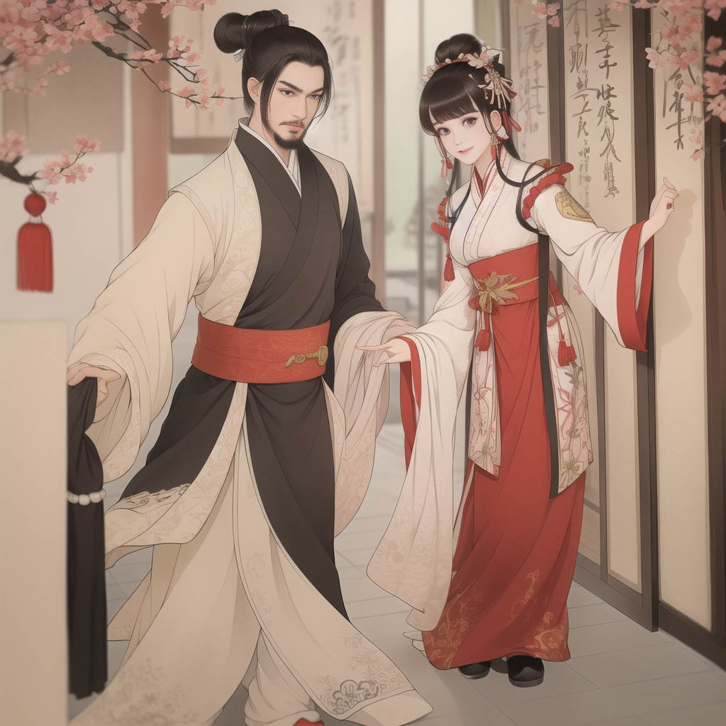 The young man wrote a couplet on the door of the wine shop, and it was named "Jinsheng Wine" from then on.
<no background ><blur background >
chinese_clothes, chun-li, double_bun, facial_hair,  ,hanfu, kimono,(masterpiece, best quality:1.2), (illustration:1.1),traditional chinese ink painting, [modelshoot style],  (smile), [looking at viewer], wearing long hanfu, hanfu, song, wuchangshuo,
<lora:Moxin_Shukezouma11:0.3> <lora:Xiaorenshu_v20:0.5>,shukezouma, negative space, shuimobysim