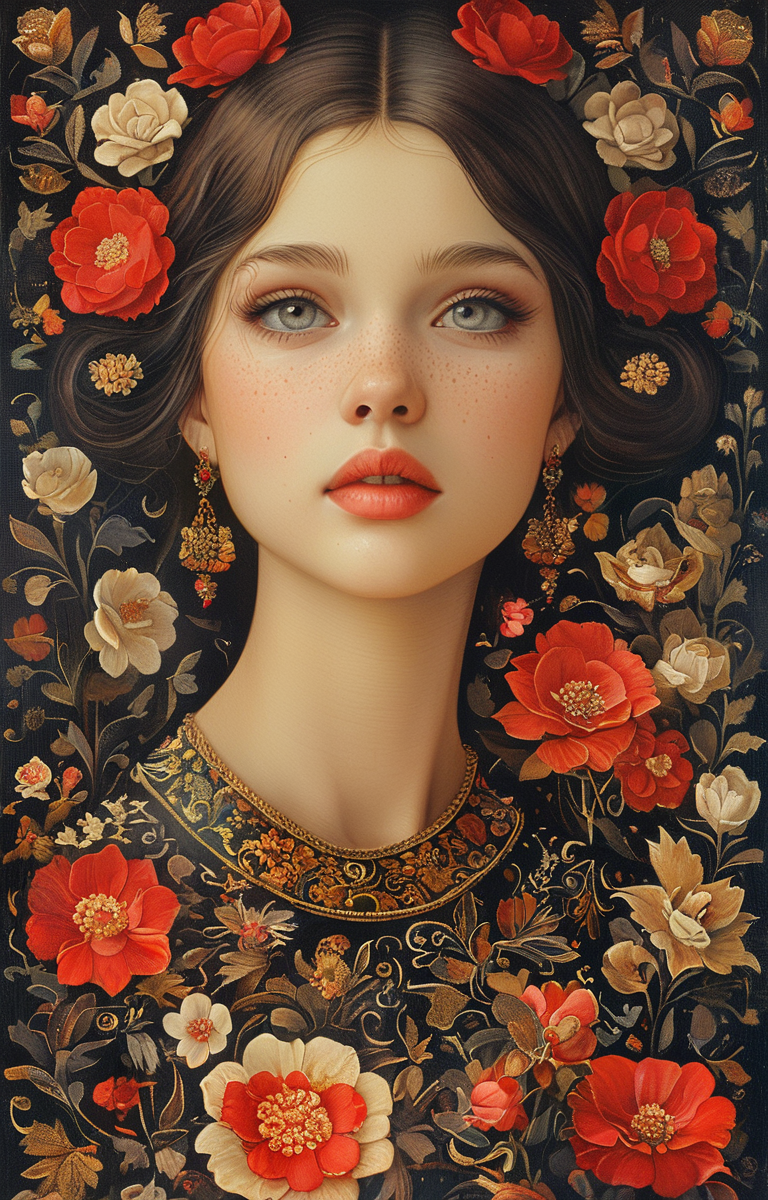 masterpiece,best quality,<lora:tbh230-sdxl:0.9>,illustration,Khokhloma, tech genius teenage girl