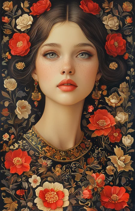 masterpiece,best quality,<lora:tbh230-sdxl:0.9>,illustration,Khokhloma, tech genius teenage girl
