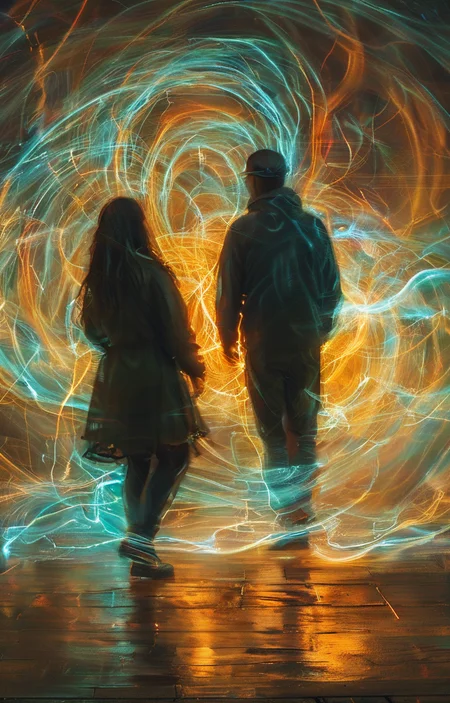 masterpiece,best quality,<lora:tbh247-sdxl:0.9>,illustration,style of Light painting portrait of family
